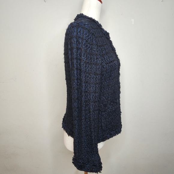 M Missoni Blue and Black Tweed Knit Sweater Jacket Size 10 - Picture 5 of 13